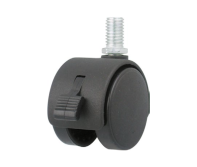 Twin Nylon  Caster Wheel with Brake (Model 085) – Threaded Stem 10mm x 15mm, Dual Wheel, Locking, Smooth & Quiet for Furniture, Office Chairs, Cabinets & Racks